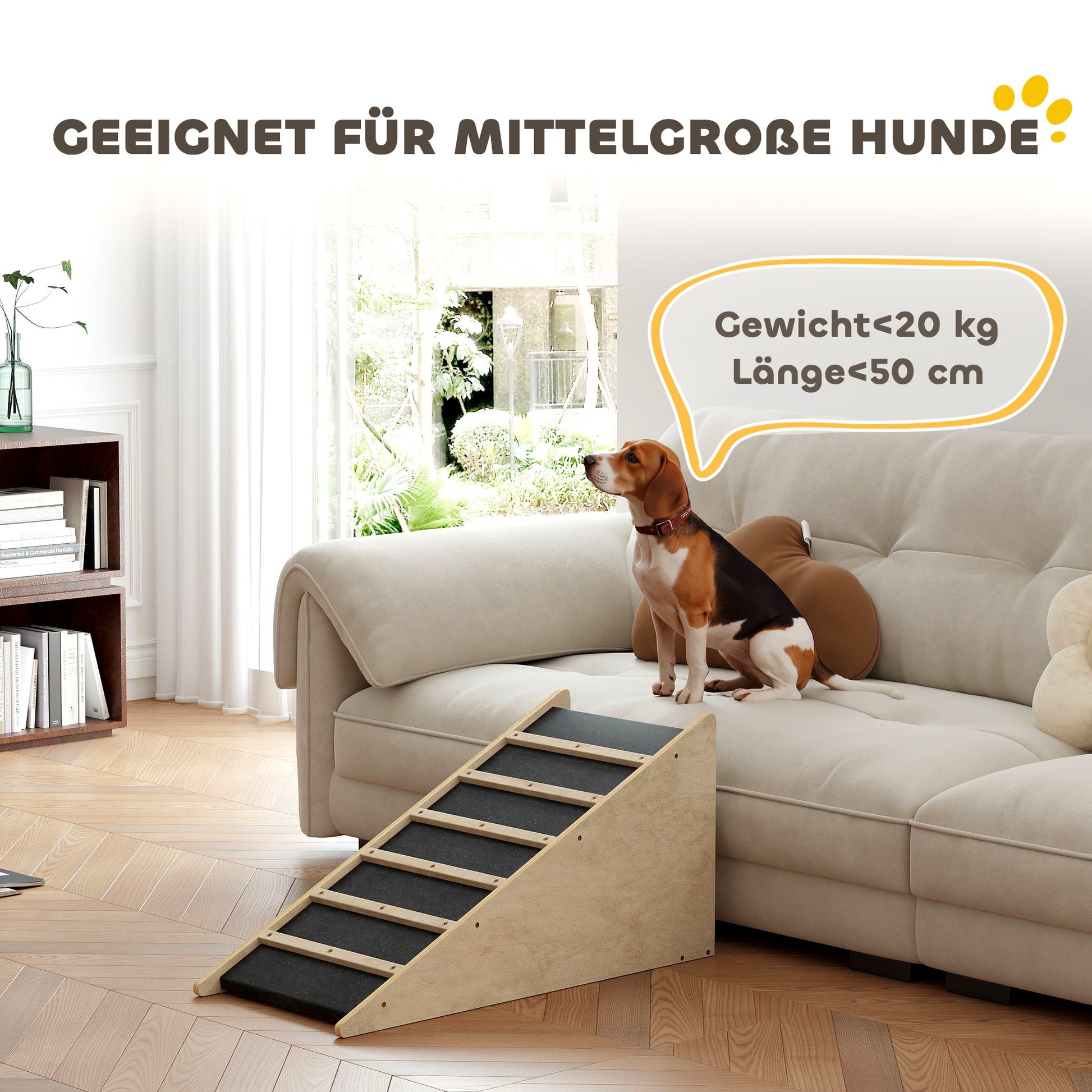 Dog Ramp Pet Ramp, Car Ramp, Non-Slip Dog Entry Aid for Medium Dogs up to 20 kg, 90 x 40 x 45 cm