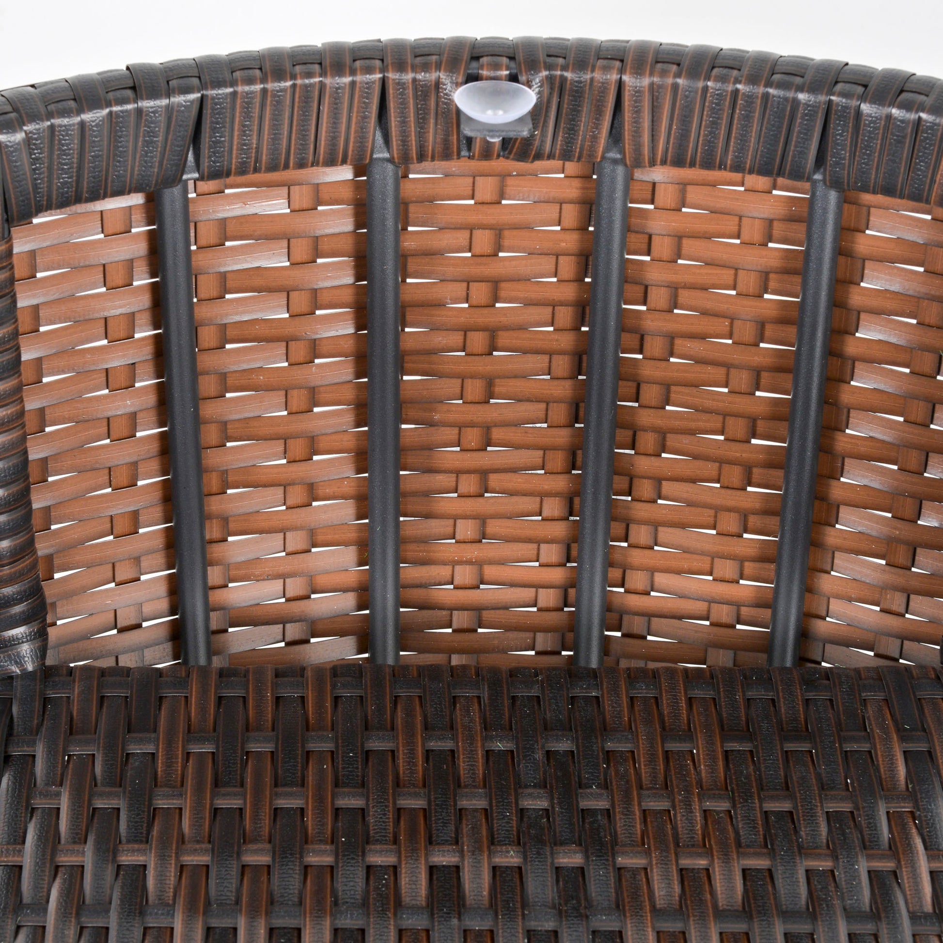Garden or Outdoor Rattan Table and Chairs Set, 3 Pc, Brown and Beige