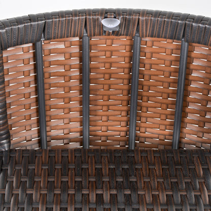 Garden or Outdoor Rattan Table and Chairs Set, 3 Pc, Brown and Beige