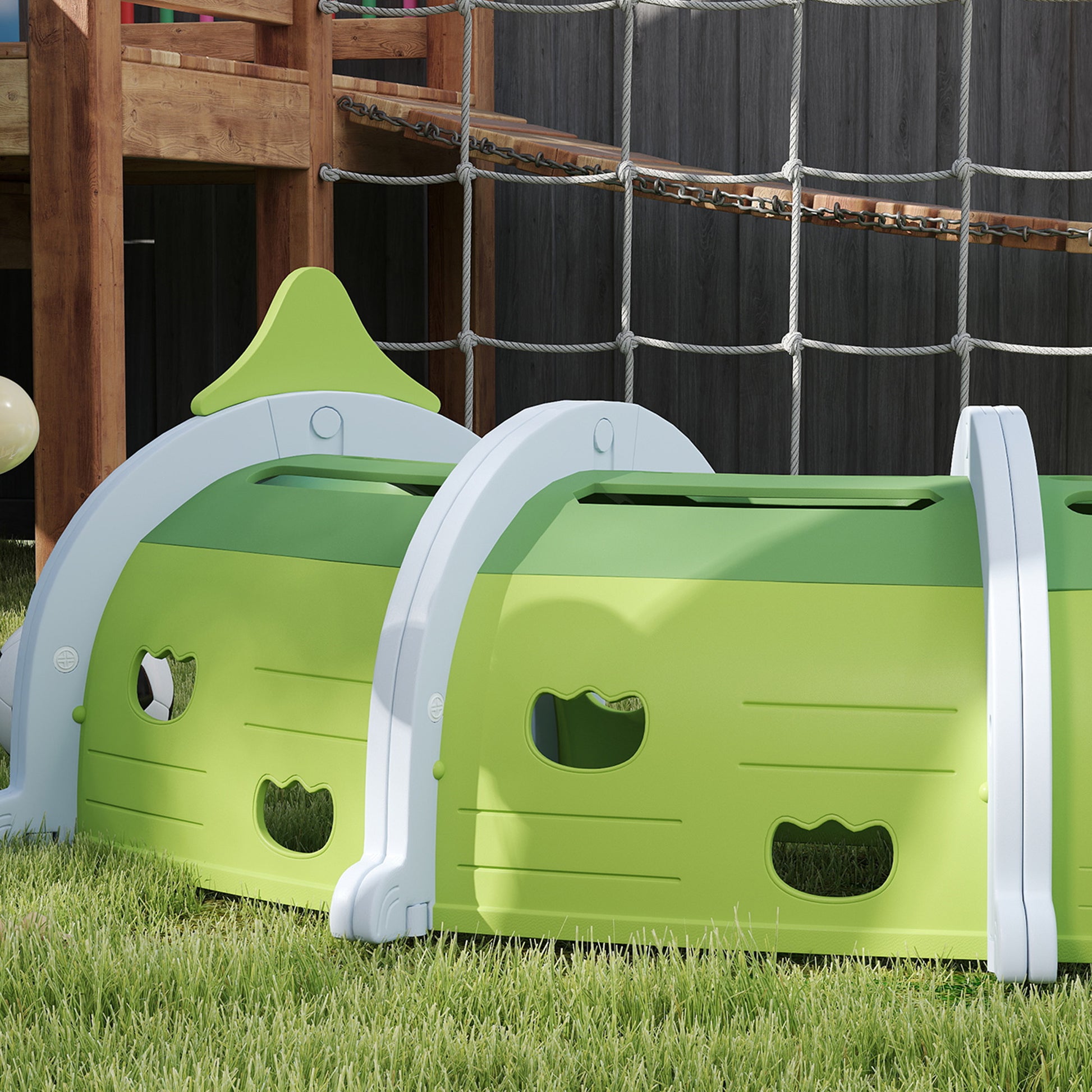 Play Tunnel 194 cm Children's Tunnel made of HDPE Crawl Tunnel in Cartoon Crocodile Crawl Tunnel for Children 3-6 Years, Green