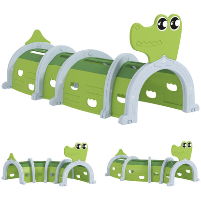 Play Tunnel 194 cm Children's Tunnel made of HDPE Crawl Tunnel in Cartoon Crocodile Crawl Tunnel for Children 3-6 Years, Green