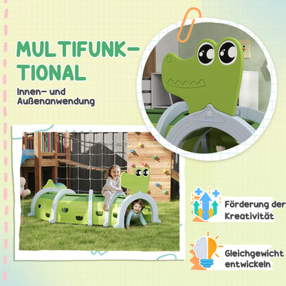 Play Tunnel 194 cm Children's Tunnel made of HDPE Crawl Tunnel in Cartoon Crocodile Crawl Tunnel for Children 3-6 Years, Green