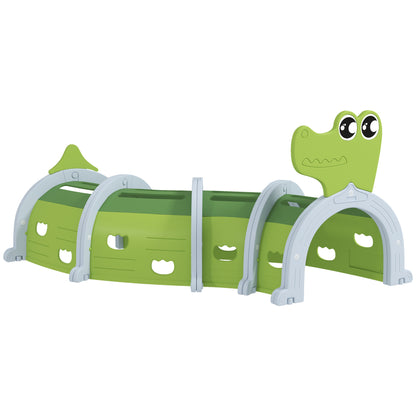 Play Tunnel 194 cm Children's Tunnel made of HDPE Crawl Tunnel in Cartoon Crocodile Crawl Tunnel for Children 3-6 Years, Green