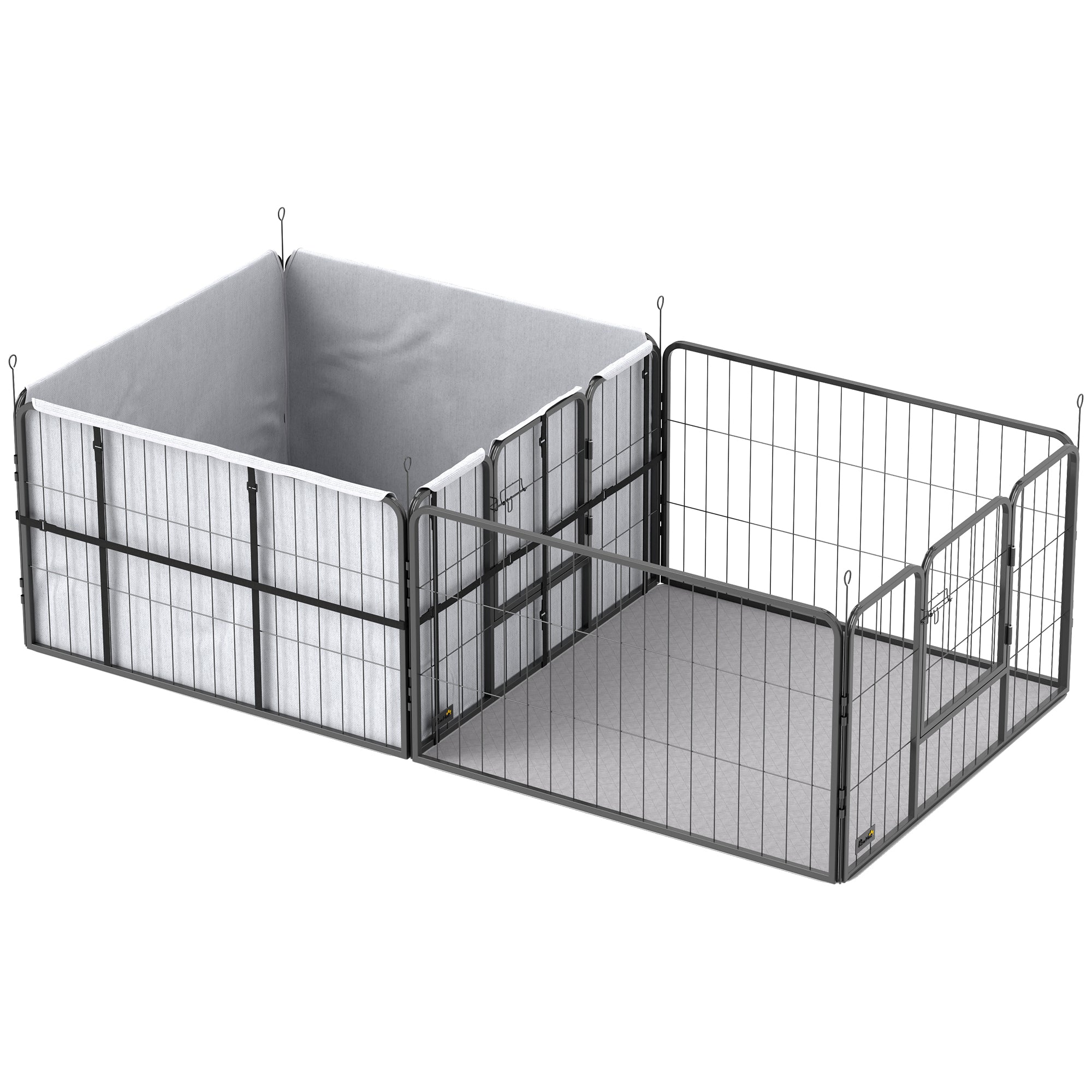 7-Panel Whelping Pen & Puppy Playpen with Washable Birth Pad, 80 x 40.2 x 23.6 in, Black (for Small/Medium Dogs)