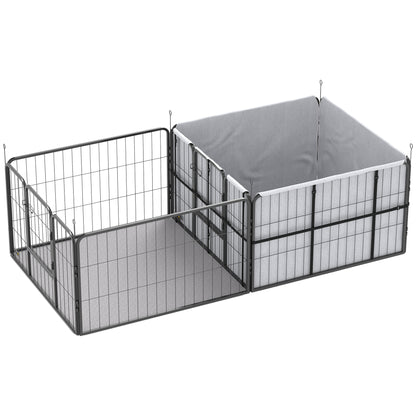 7-Panel Whelping Pen & Puppy Playpen with Washable Birth Pad, 80 x 40.2 x 23.6 in, Black (for Small/Medium Dogs)