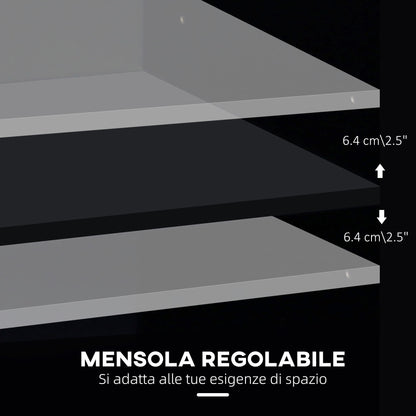 Multifunctional Office Cabinet with 360° Wheels, for Printers and Files, in Black Wood 100x40x71cm