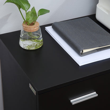 Multifunctional Office Cabinet with 360° Wheels, for Printers and Files, in Black Wood 100x40x71cm