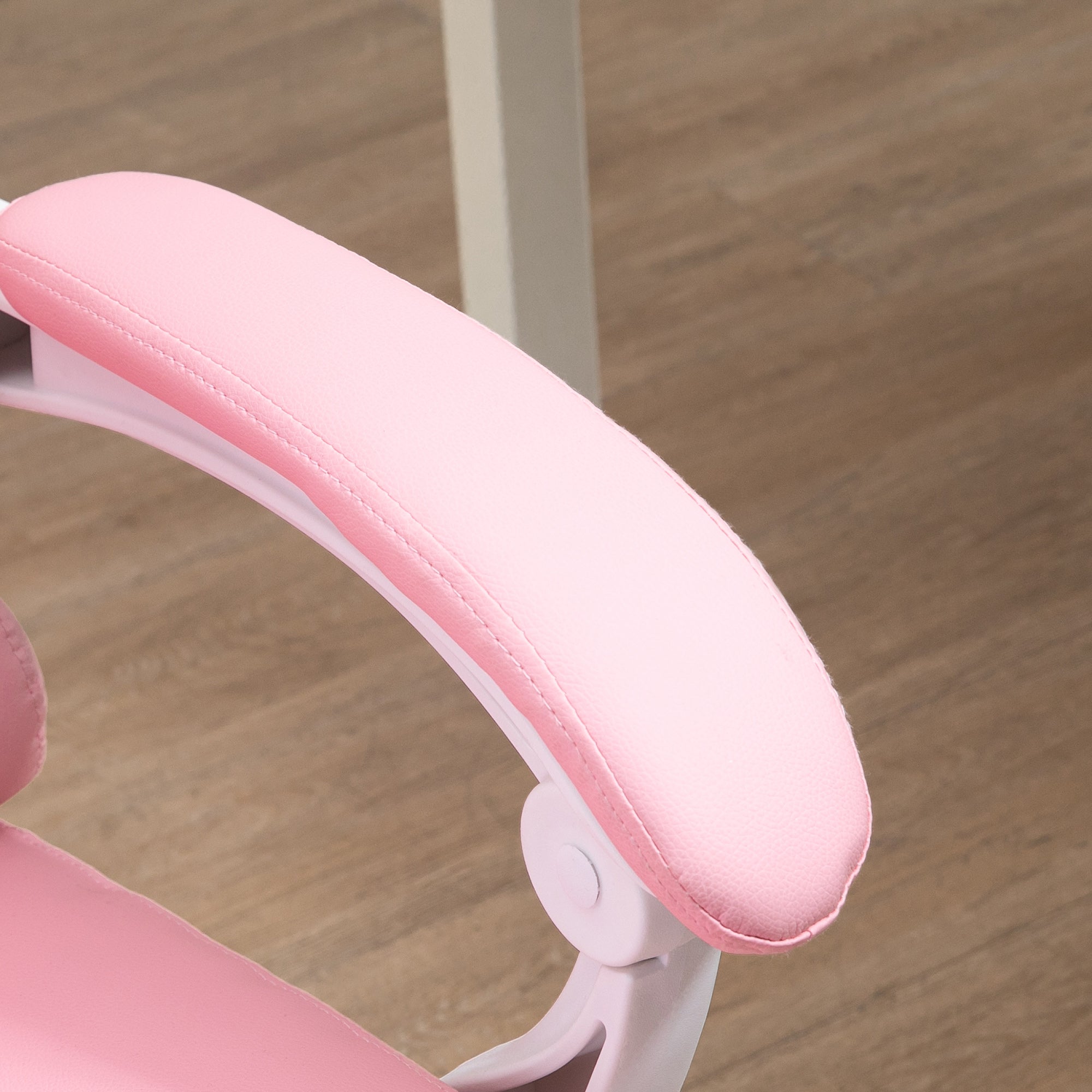 Office Chair Executive Chair with Footrest, Reclining Desk Chair with Wheels, Height Adjustable Swivel Chair, Computer Chair for Office, Faux Leather, Pink