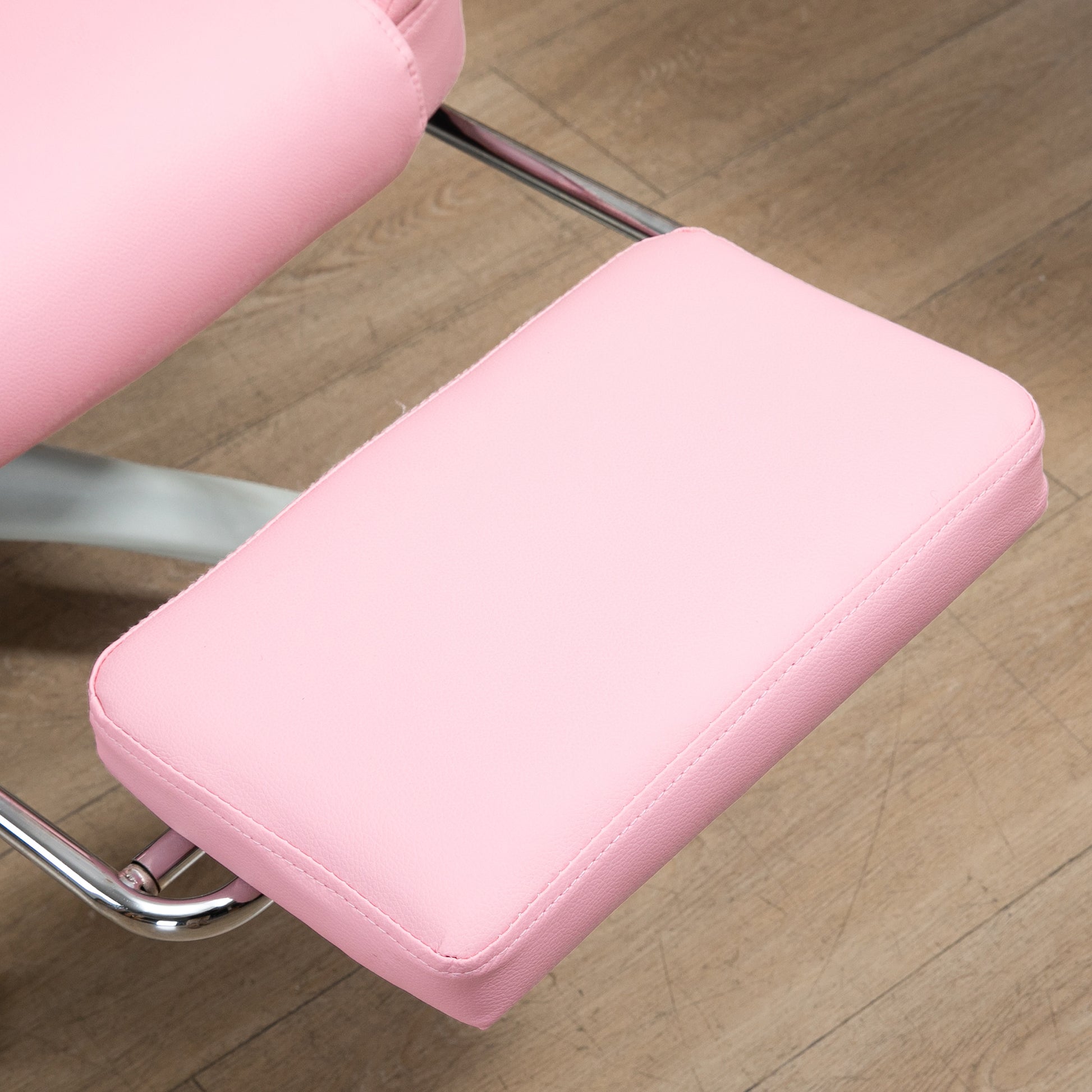Office Chair Executive Chair with Footrest, Reclining Desk Chair with Wheels, Height Adjustable Swivel Chair, Computer Chair for Office, Faux Leather, Pink