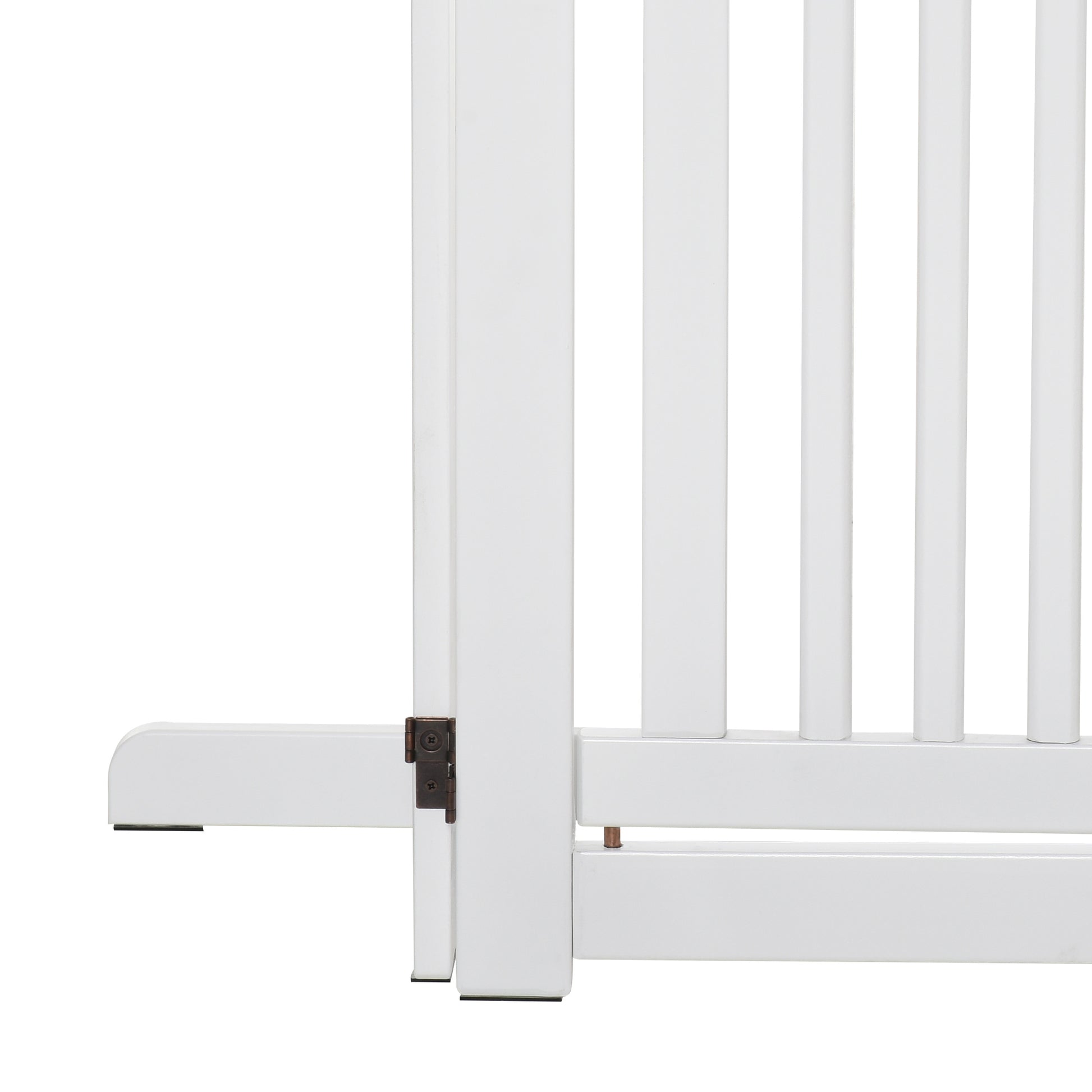 Wooden Dog Gate 61x30 inches Pet Fence Foldable 3 Panels with 1 Door and Support Legs for Hallway Stairway White