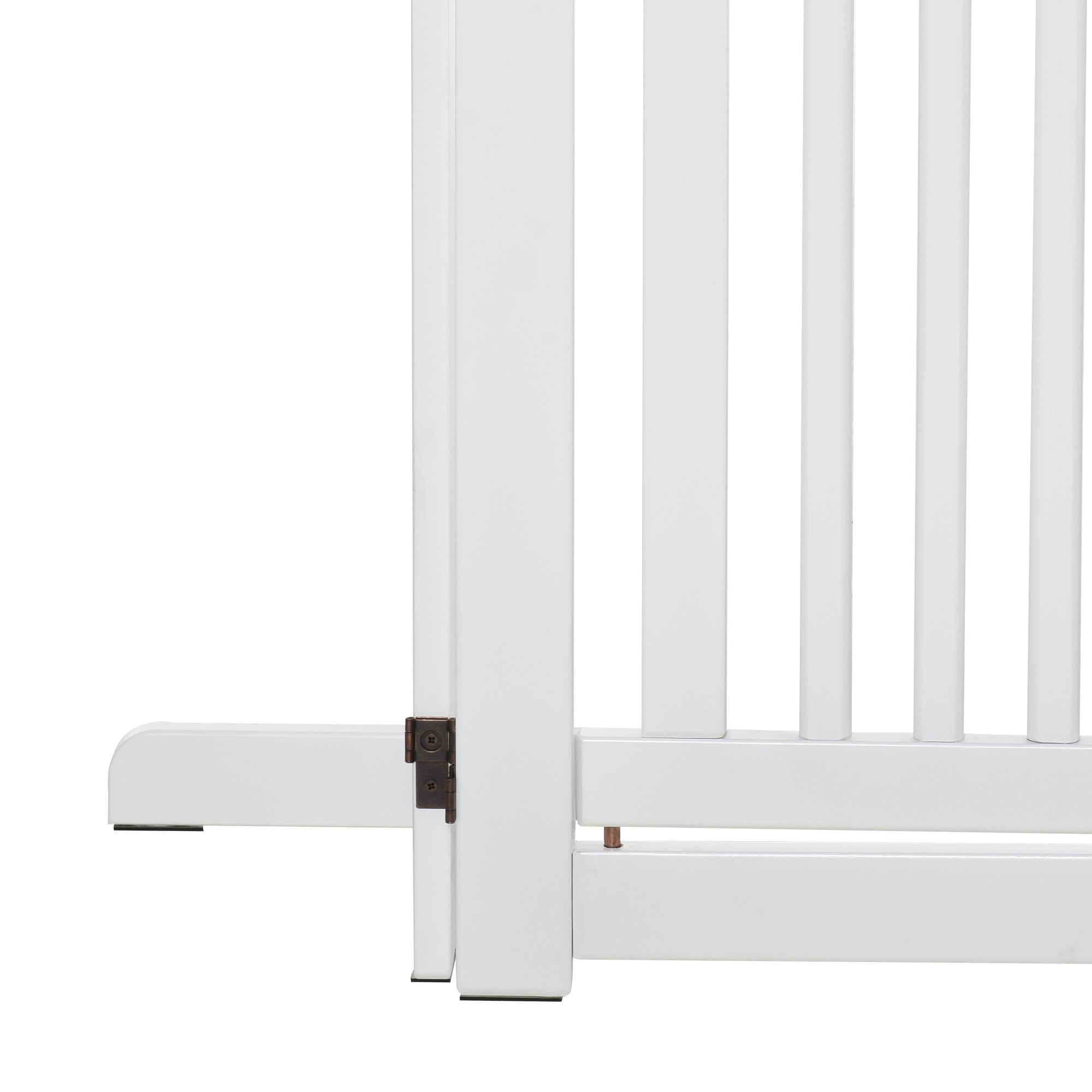 Wooden Dog Gate 61x30 inches Pet Fence Foldable 3 Panels with 1 Door and Support Legs for Hallway Stairway White