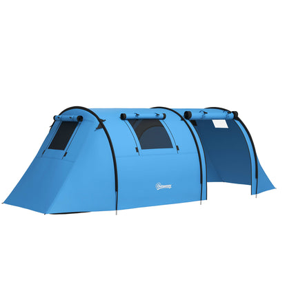 3-Person Family Camping Tent — Foldable Lightweight Tent with Doors, Windows & Hanging Hook, Carry Bag, 3000 mm Waterproof, 470 x 220 x 150 cm (Sky Blue)