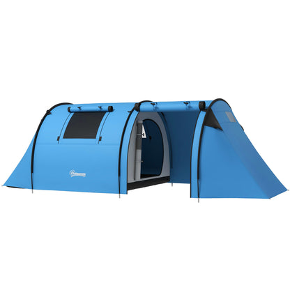 3-Person Family Camping Tent — Foldable Lightweight Tent with Doors, Windows & Hanging Hook, Carry Bag, 3000 mm Waterproof, 470 x 220 x 150 cm (Sky Blue)