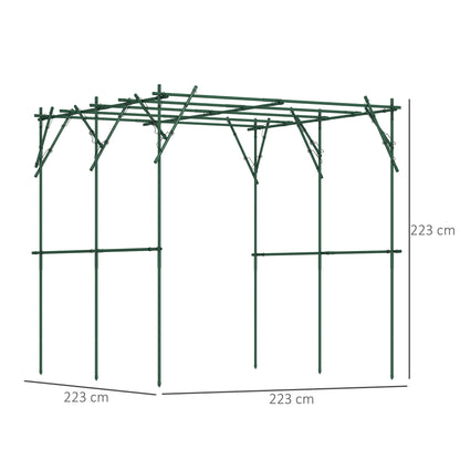 Steel Rust-Free Rose Trellis with Triangular Support Design 223x223x223 cm Rose Arch for Climbing Plants Garden Trellis for Indoor Plants Plant Trellis for Vegetables Flowers Green