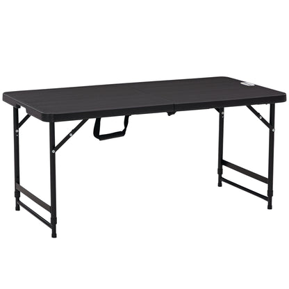Folding Outdoor Table Plastic 118 x 60 x 74 cm Weatherproof Folding Table, Non-Slip Buffet Table Camping Table Balcony Table Patio Table Outdoor Dining Table for Garden, Patio, Balcony Black
