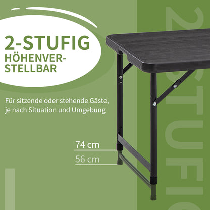Folding Outdoor Table Plastic 118 x 60 x 74 cm Weatherproof Folding Table, Non-Slip Buffet Table Camping Table Balcony Table Patio Table Outdoor Dining Table for Garden, Patio, Balcony Black