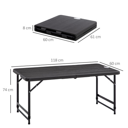 Folding Outdoor Table Plastic 118 x 60 x 74 cm Weatherproof Folding Table, Non-Slip Buffet Table Camping Table Balcony Table Patio Table Outdoor Dining Table for Garden, Patio, Balcony Black