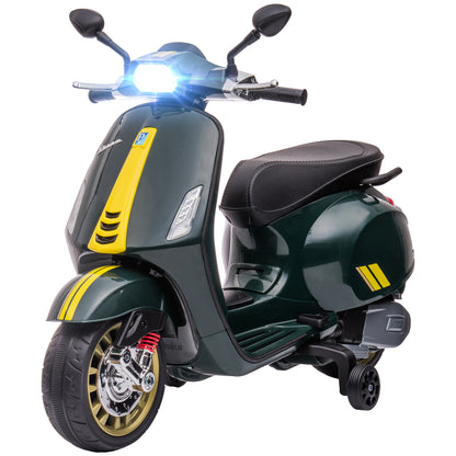 Kids' Electric Vespa Scooter 6V Electric Motorcycle for Kids 3-6 Years old dim. 107L x 47W x 73H cm MP3 Music USB Port FM Radio Headlight 2 Drive Wheels - Green