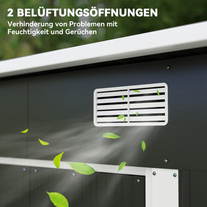 Metal Garden Shed 2.3 m² 207 x 130 x 182 cm Tool Shed with Pent Roof Window Foundation Sliding Doors Weatherproof Outdoor Garden Shed for Backyard Black