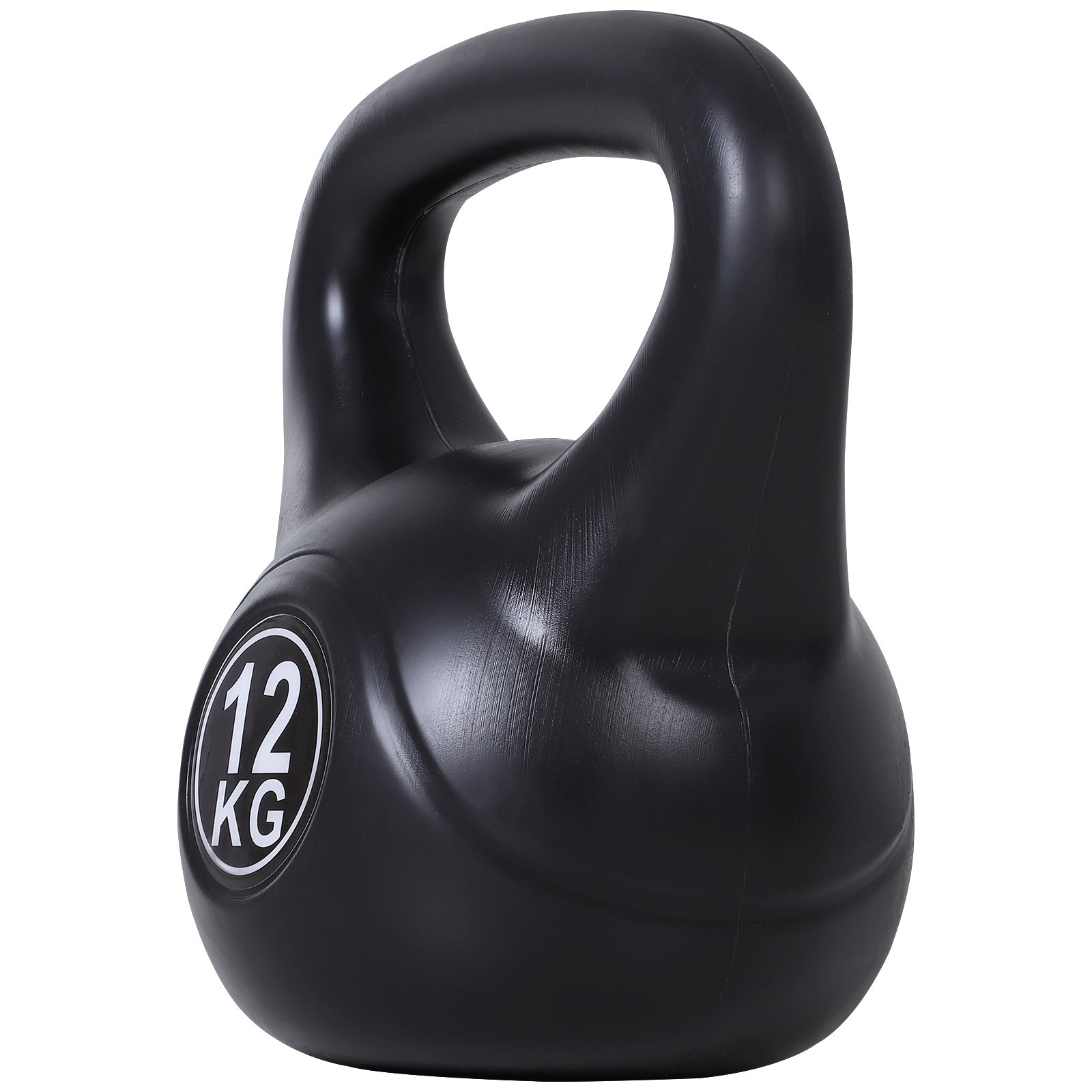 12 kg Kettlebell Fitness Sand Filled Russian Weight with Wide Non-Slip Handle for Home and Gym Exercise and Training 27x21x31 cm Black