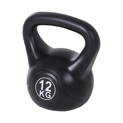 12 kg Kettlebell Fitness Sand Filled Russian Weight with Wide Non-Slip Handle for Home and Gym Exercise and Training 27x21x31 cm Black