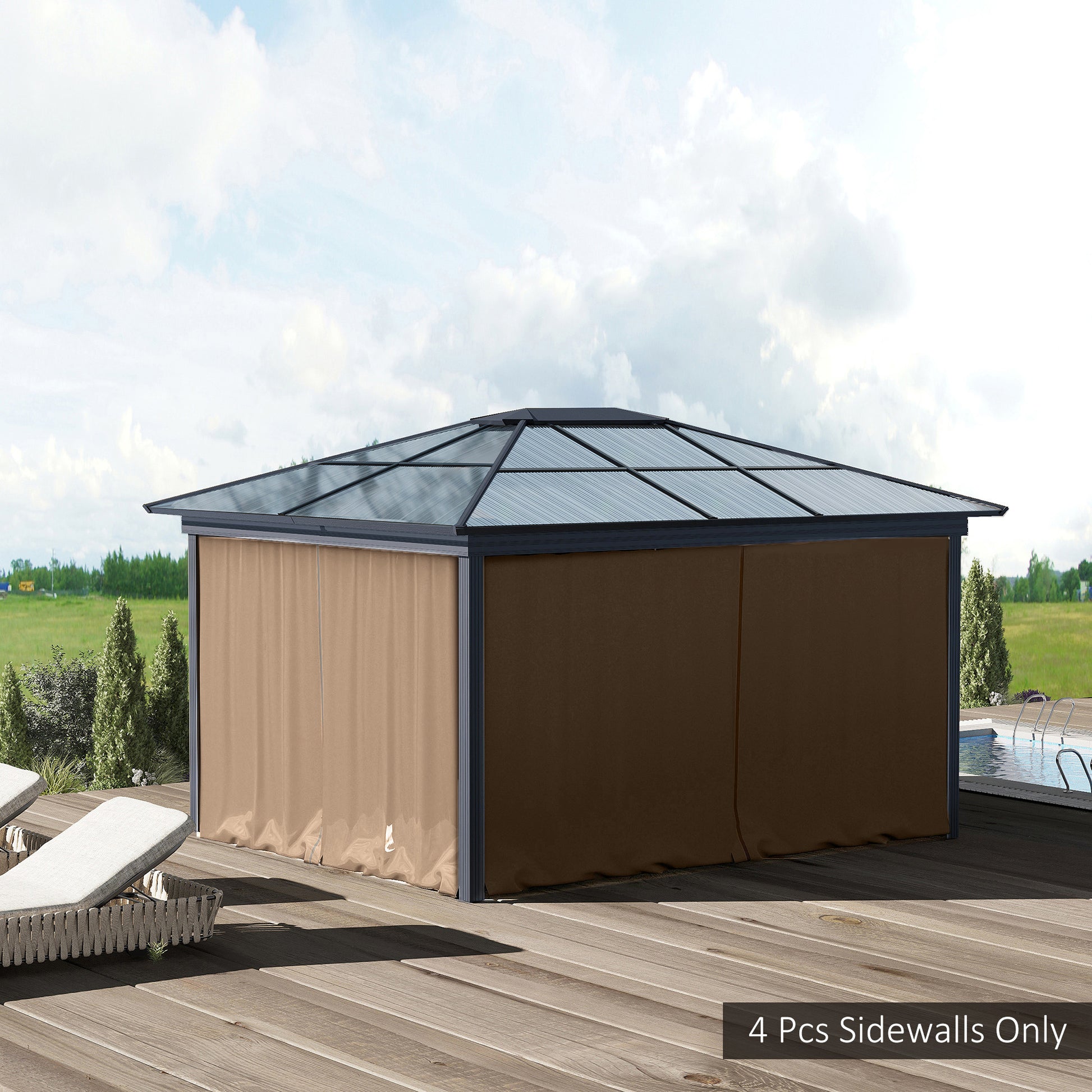4 Side Walls for Gazebo 3x2 m Gazebo Sides with Hooks Curtain without Windows Garden Gazebo Side Replacement Outdoor Party Brown