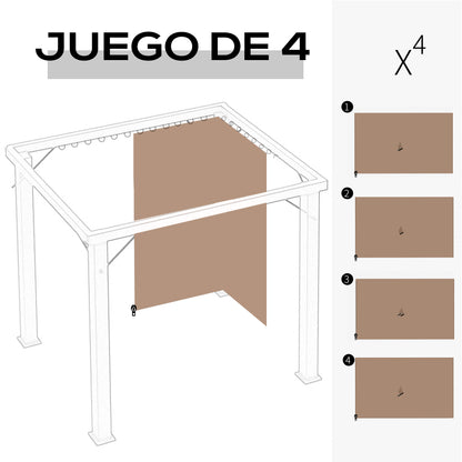 4 Side Walls for Gazebo 3x2 m Gazebo Sides with Hooks Curtain without Windows Garden Gazebo Side Replacement Outdoor Party Brown