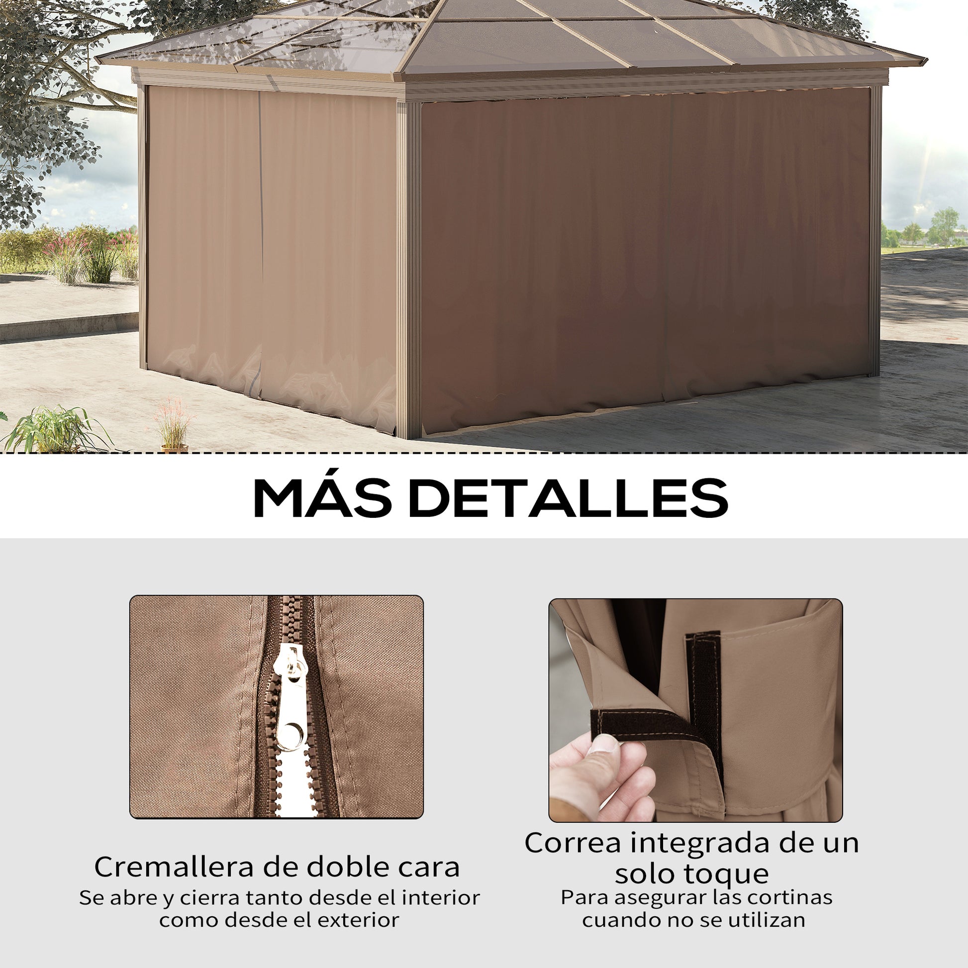 4 Side Walls for Gazebo 3x2 m Gazebo Sides with Hooks Curtain without Windows Garden Gazebo Side Replacement Outdoor Party Brown