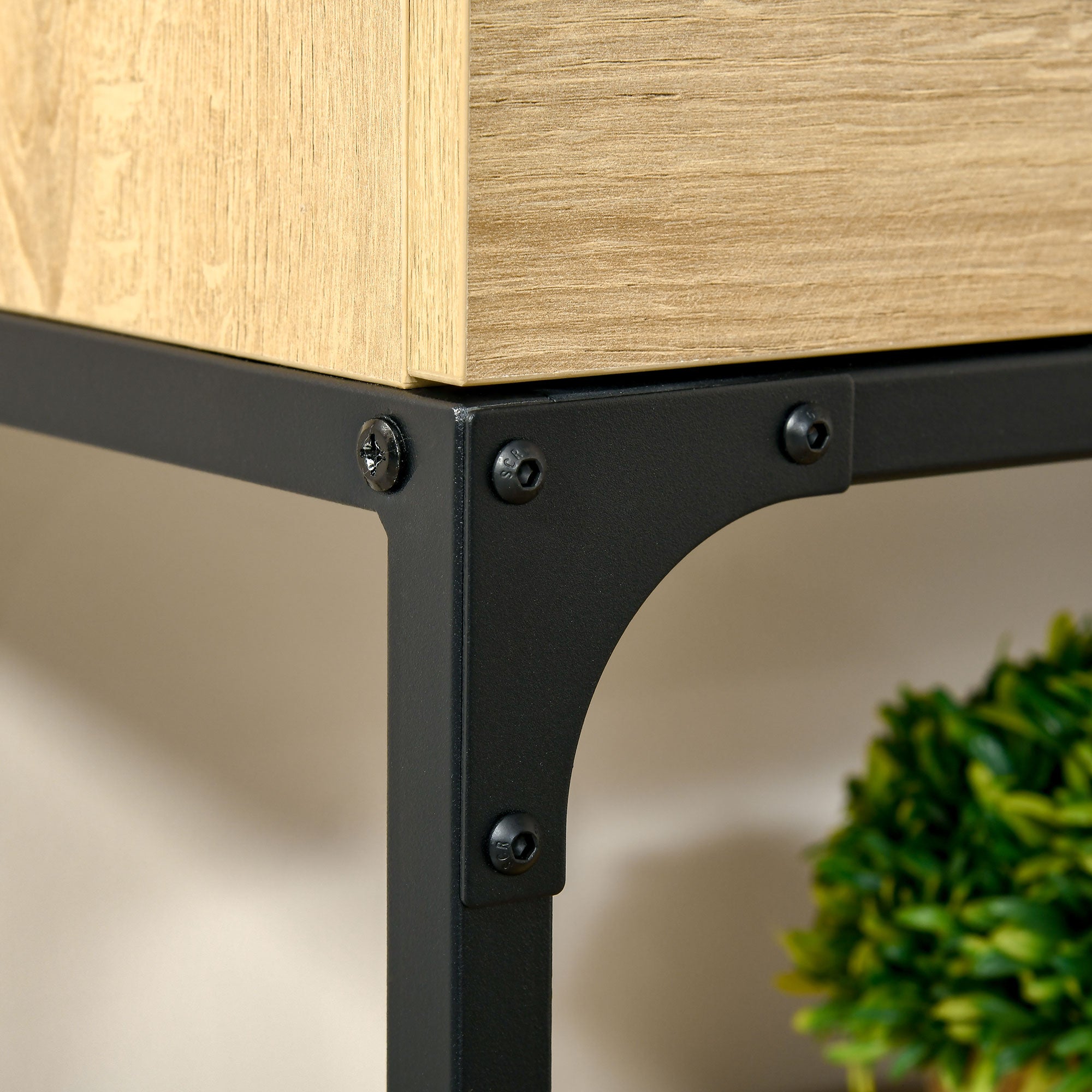 Console Table Entryway Table with 2 Drawers and 2 Storage Shelves Steel Frame Hallway Furniture for Hallway Living Room 100x35x79.2 cm Oak