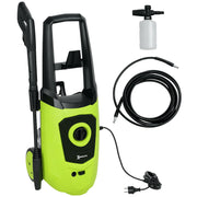 High Pressure Washer 1800W Flow Rate 510 L/h with Aluminum Pump Automatic Stop Pressure of 150 Bar 6m Hose Includes Soap Bottle Brush Nozzle Green and Black