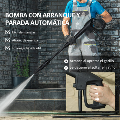 High Pressure Washer 1800W Flow Rate 510 L/h with Aluminum Pump Automatic Stop Pressure of 150 Bar 6m Hose Includes Soap Bottle Brush Nozzle Green and Black