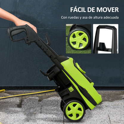 High Pressure Washer 1800W Flow Rate 510 L/h with Aluminum Pump Automatic Stop Pressure of 150 Bar 6m Hose Includes Soap Bottle Brush Nozzle Green and Black