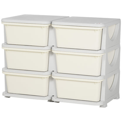 Drawer Cabinet for Kids with Storage Space Storage Boxes Toy Organizer Toy Box Six Levels for Kids' Room 3-6 Years Children's Furniture Cream White 75 x 37 x 56.5 cm
