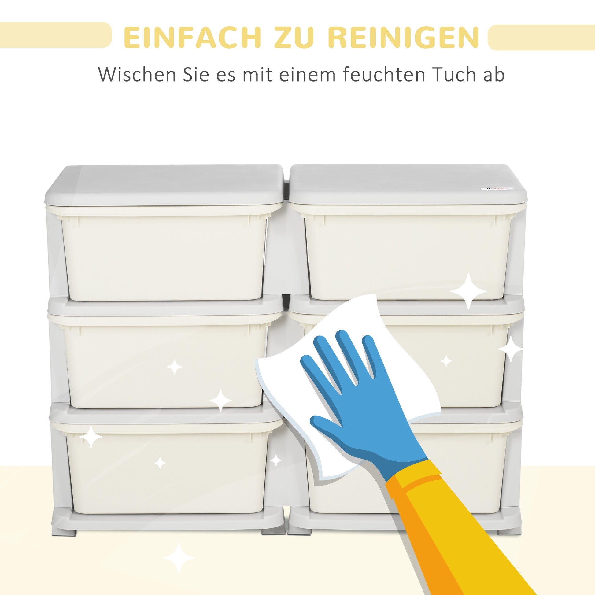 Drawer Cabinet for Kids with Storage Space Storage Boxes Toy Organizer Toy Box Six Levels for Kids' Room 3-6 Years Children's Furniture Cream White 75 x 37 x 56.5 cm