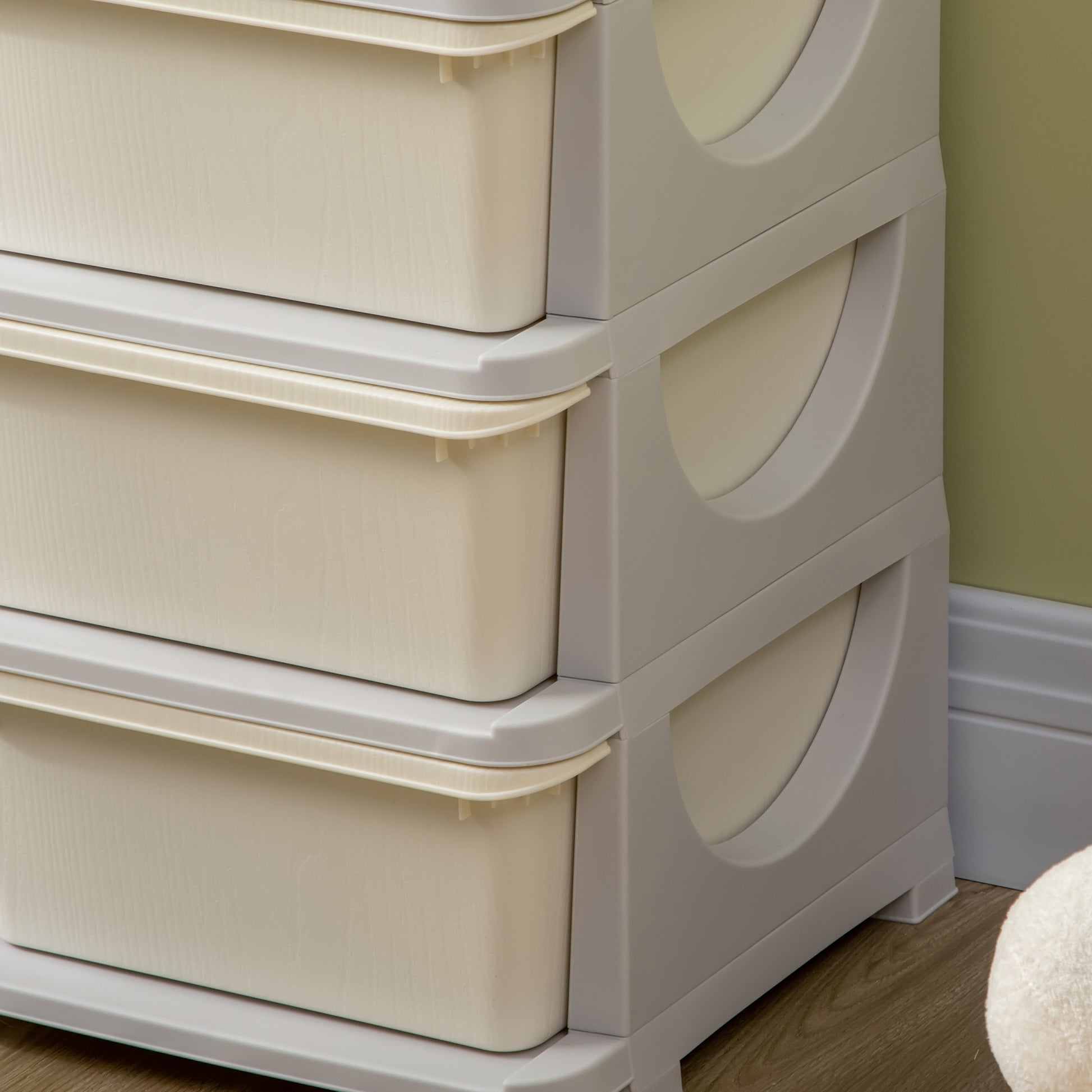 Drawer Cabinet for Kids with Storage Space Storage Boxes Toy Organizer Toy Box Six Levels for Kids' Room 3-6 Years Children's Furniture Cream White 75 x 37 x 56.5 cm