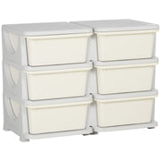 Drawer Cabinet for Kids with Storage Space Storage Boxes Toy Organizer Toy Box Six Levels for Kids' Room 3-6 Years Children's Furniture Cream White 75 x 37 x 56.5 cm
