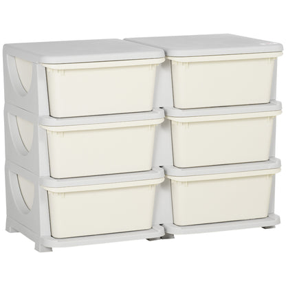 Drawer Cabinet for Kids with Storage Space Storage Boxes Toy Organizer Toy Box Six Levels for Kids' Room 3-6 Years Children's Furniture Cream White 75 x 37 x 56.5 cm