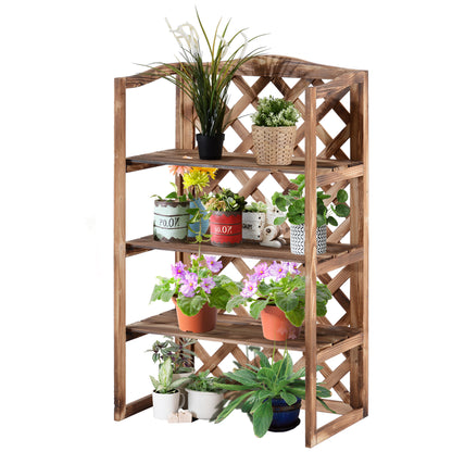 Flower Stand Flower Rack Plant Stand Flower Bench 3 Tiers Pine Wood (Model8)