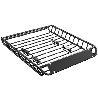 SPORTNOW Universal Roof Cargo Basket with Wind Deflector — Steel, Rust-Resistant, 150 kg Capacity, 116 x 92 x 11.5 cm (45.7 x 36.2 x 4.5 in) — Black