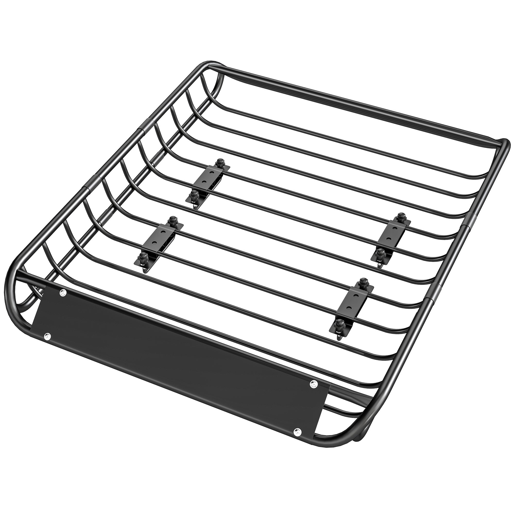 SPORTNOW Universal Roof Cargo Basket with Wind Deflector — Steel, Rust-Resistant, 150 kg Capacity, 116 x 92 x 11.5 cm (45.7 x 36.2 x 4.5 in) — Black