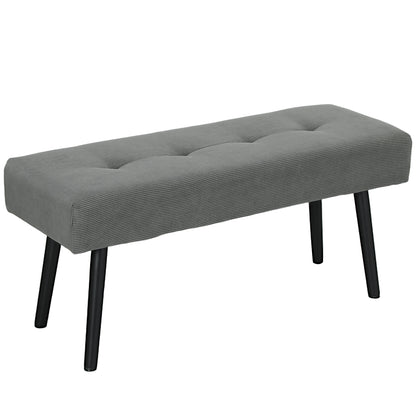 Upholstered Bench with Cord Cover, Tufted Bed Bench with Metal Legs, Shoe Bench Entryway Furniture up to 220 kg for Bedroom, Living Room, Hallway 100 x 36 x 45 cm Grey