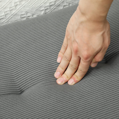 Upholstered Bench with Cord Cover, Tufted Bed Bench with Metal Legs, Shoe Bench Entryway Furniture up to 220 kg for Bedroom, Living Room, Hallway 100 x 36 x 45 cm Grey