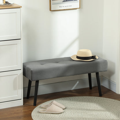 Upholstered Bench with Cord Cover, Tufted Bed Bench with Metal Legs, Shoe Bench Entryway Furniture up to 220 kg for Bedroom, Living Room, Hallway 100 x 36 x 45 cm Grey