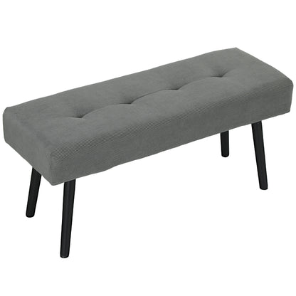 Upholstered Bench with Cord Cover, Tufted Bed Bench with Metal Legs, Shoe Bench Entryway Furniture up to 220 kg for Bedroom, Living Room, Hallway 100 x 36 x 45 cm Grey
