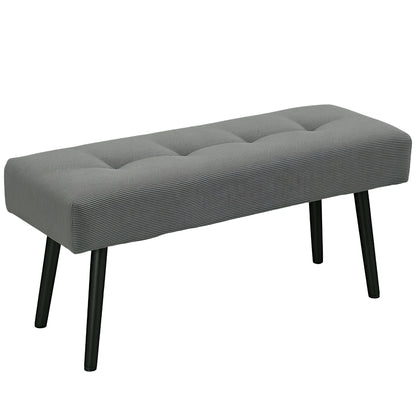 Upholstered Bench with Cord Cover, Tufted Bed Bench with Metal Legs, Shoe Bench Entryway Furniture up to 220 kg for Bedroom, Living Room, Hallway 100 x 36 x 45 cm Grey