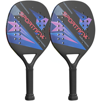 SPORTNOW Beach Tennis Paddle Set with 2 Paddles 2 Balls Lightweight Sturdy Beach Paddles with Bag Non-Slip Grip Paddle for Garden Sea Beach Outdoor Beach Game for Adults 28 x 23 cm