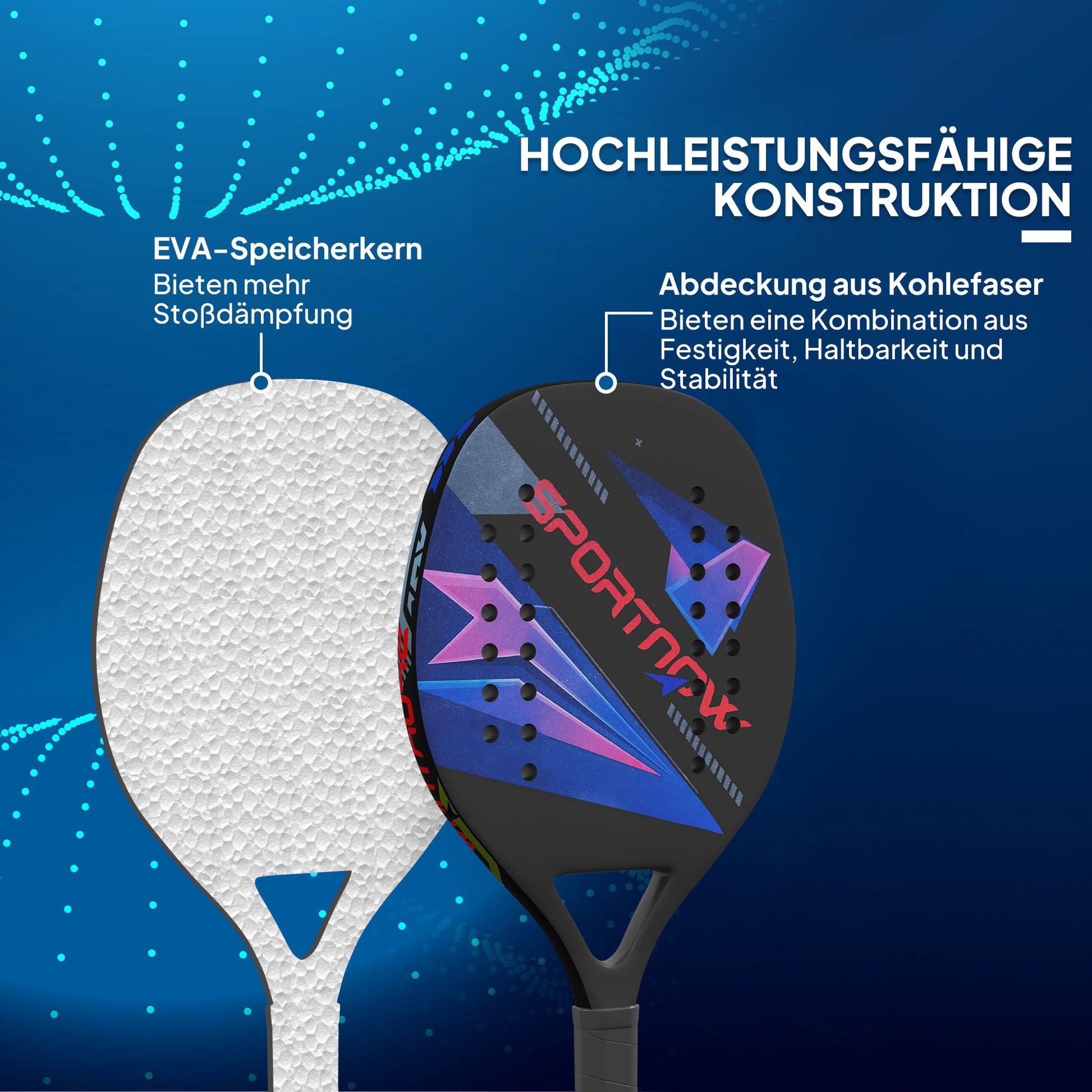 SPORTNOW Beach Tennis Paddle Set with 2 Paddles 2 Balls Lightweight Sturdy Beach Paddles with Bag Non-Slip Grip Paddle for Garden Sea Beach Outdoor Beach Game for Adults 28 x 23 cm