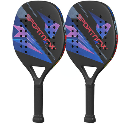 SPORTNOW Beach Tennis Paddle Set with 2 Paddles 2 Balls Lightweight Sturdy Beach Paddles with Bag Non-Slip Grip Paddle for Garden Sea Beach Outdoor Beach Game for Adults 28 x 23 cm