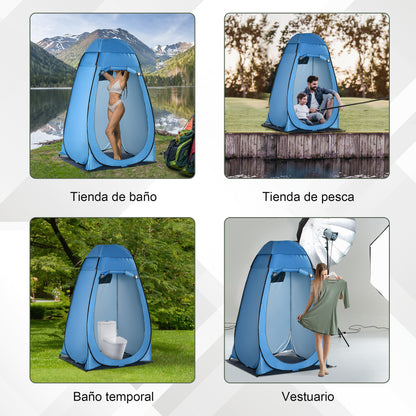 Instant Pop-Up Shower Tent Privacy Tent Portable with 1 Hook Pocket Carrying Bag and UV 20+ for Bathroom Changing Room Toilet 126x124x189 cm Blue