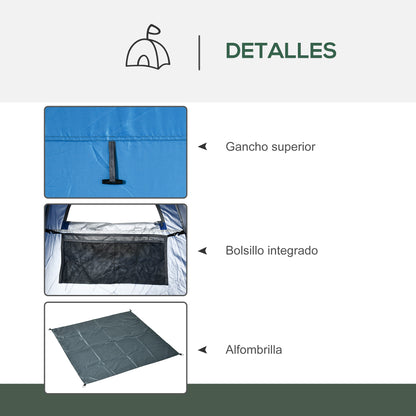 Instant Pop-Up Shower Tent Privacy Tent Portable with 1 Hook Pocket Carrying Bag and UV 20+ for Bathroom Changing Room Toilet 126x124x189 cm Blue